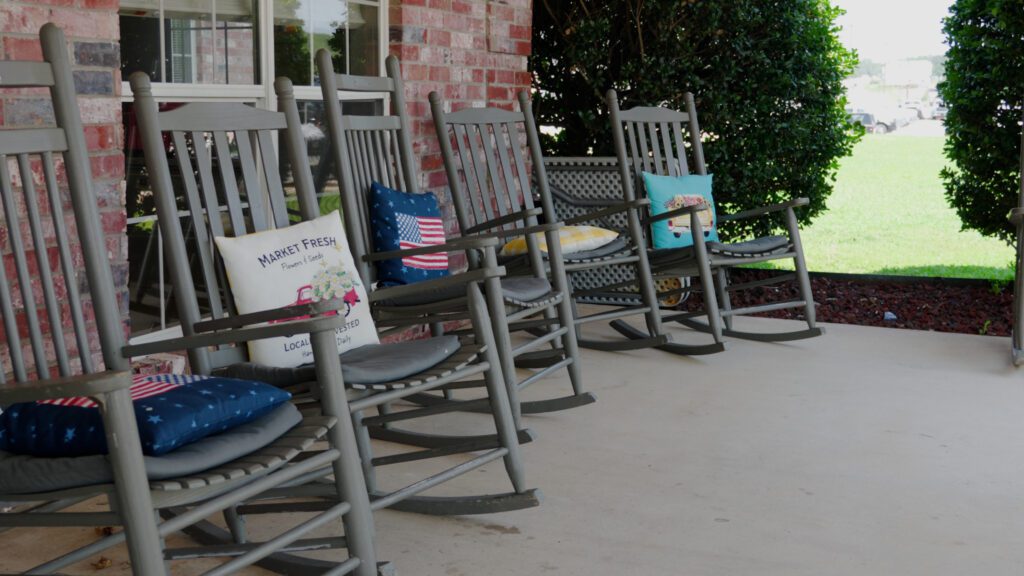 A porch area at a short term care facility